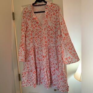 Pink and white tunic dress size XL. Perfect for summer weddings.